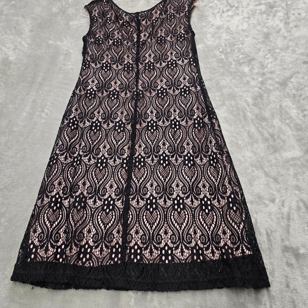 Connected Apparel Dress Women‎ 10 Black Lace Pink Sheath Cap Sleeve Modest Party - Picture 12 of 13